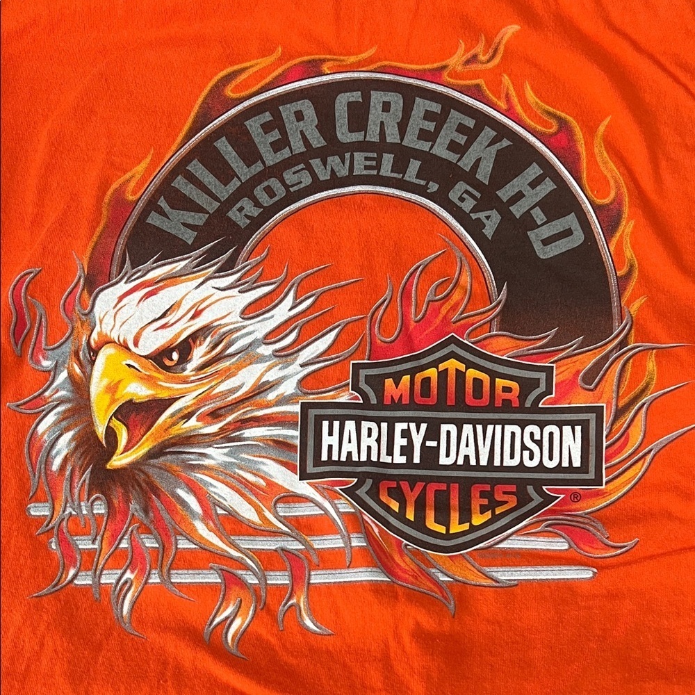 Harley Davidson Eagle Graphic Shirt Orange Size XL